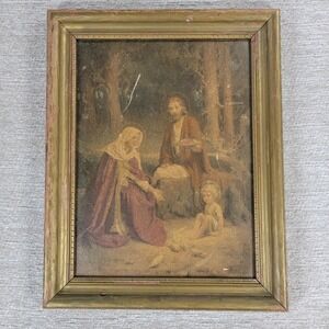 Vintage Holy Family Wood Frame Print Gold Religious Art C Bosseron Chambers